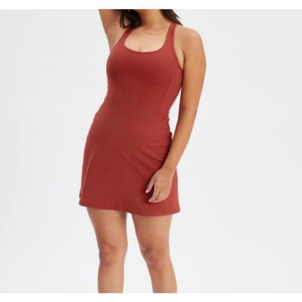 Girlfriend Collective Paloma Burnt Orange Racerback Athletic Dress Women's XS